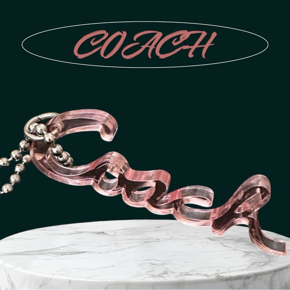 Coach Pink Script Keychain -‎ Bag Charm Authentic Coach ACCESSORY! - Picture 2 of 10